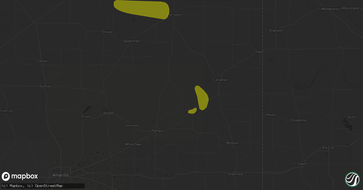 Hail map in Miami, TX on June 21, 2018