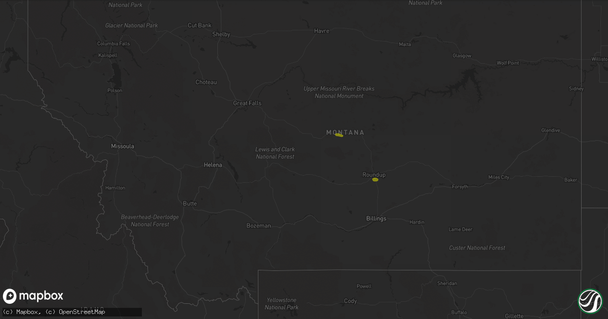 Hail map in Montana on June 21, 2018