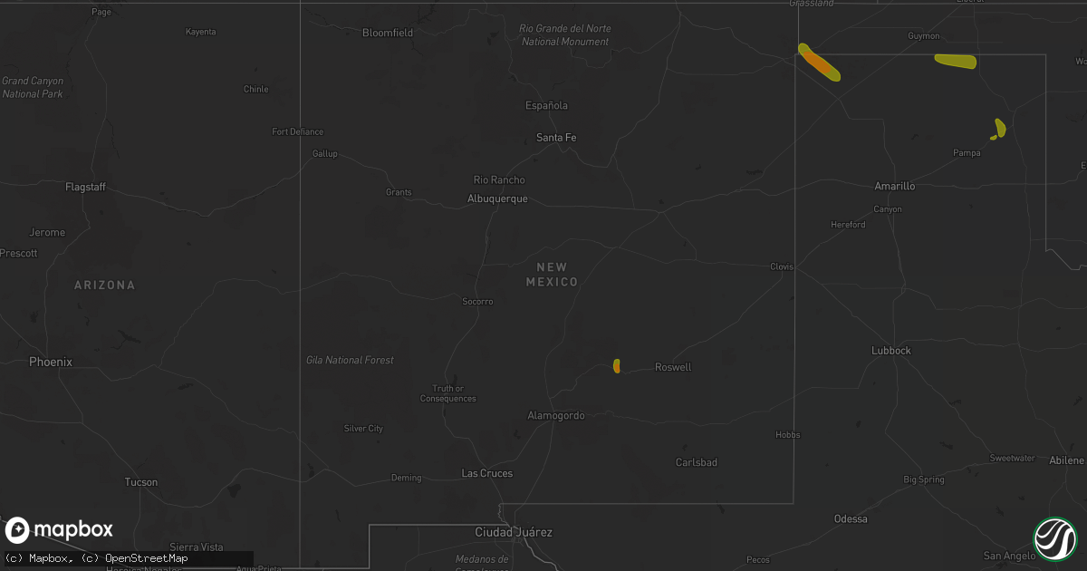 Hail map in New Mexico on June 21, 2018