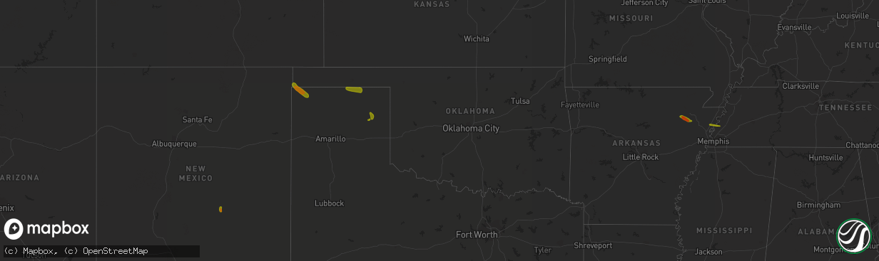 Hail map in Oklahoma on June 21, 2018