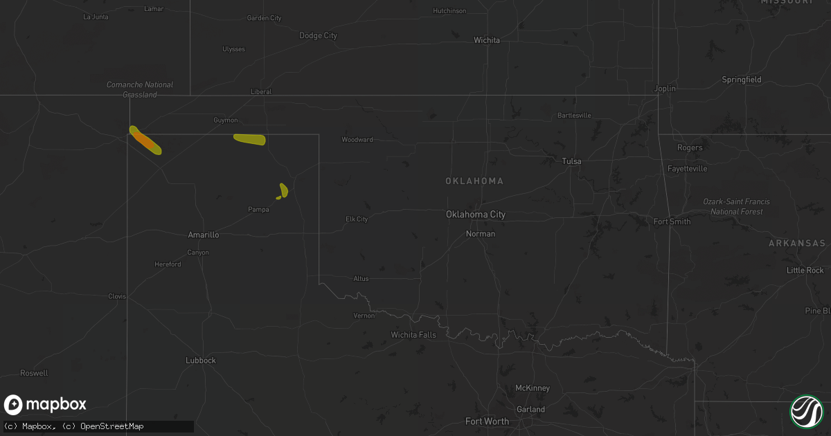 Hail map in Oklahoma on June 21, 2018