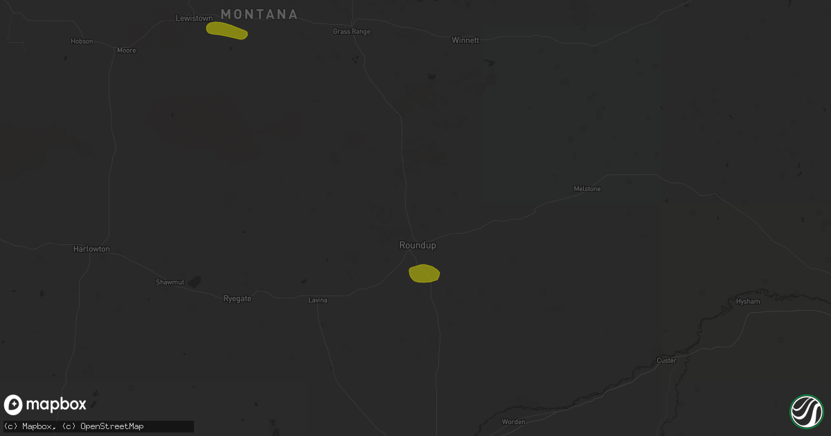 Hail map in Roundup, MT on June 21, 2018