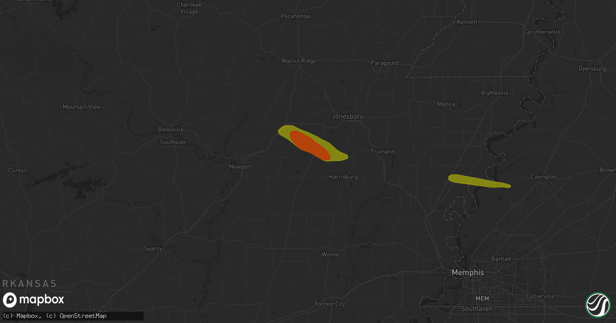 Hail map in Weiner, AR on June 21, 2018