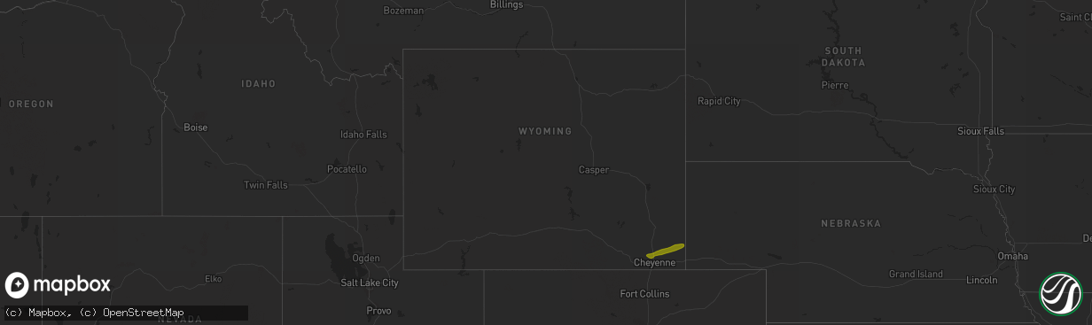 Hail map in Wyoming on June 21, 2018