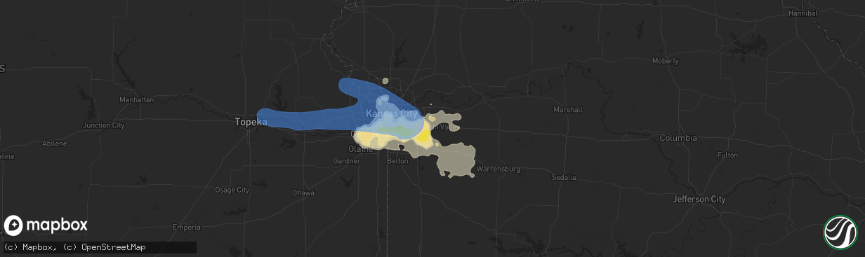 Hail map in Blue Springs, MO on June 21, 2019