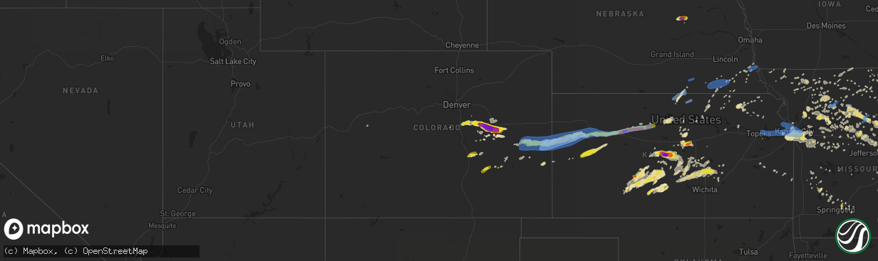 Hail map in Colorado on June 21, 2019