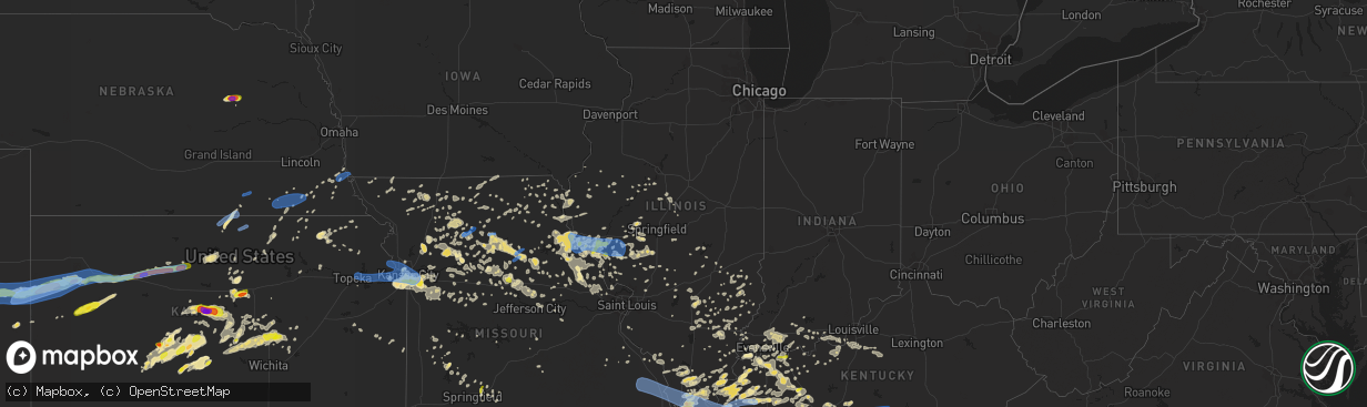 Hail map in Illinois on June 21, 2019