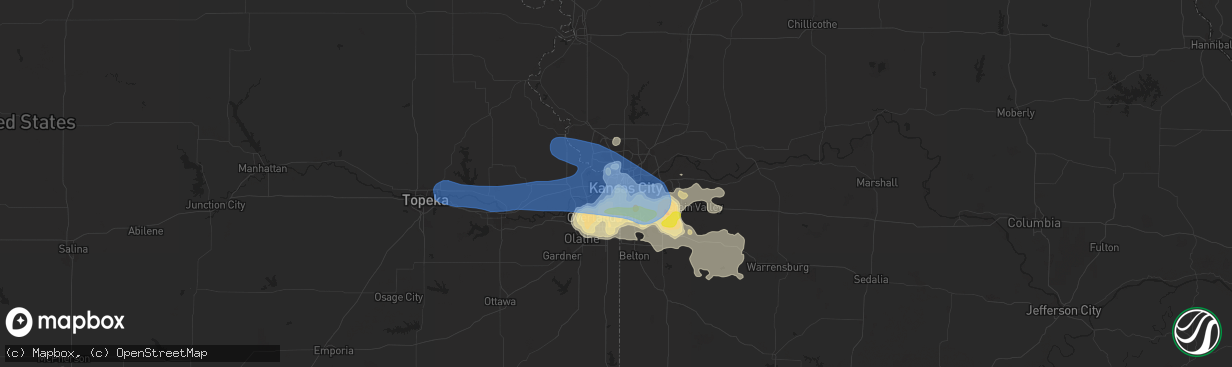 Hail map in Kansas City, KS on June 21, 2019