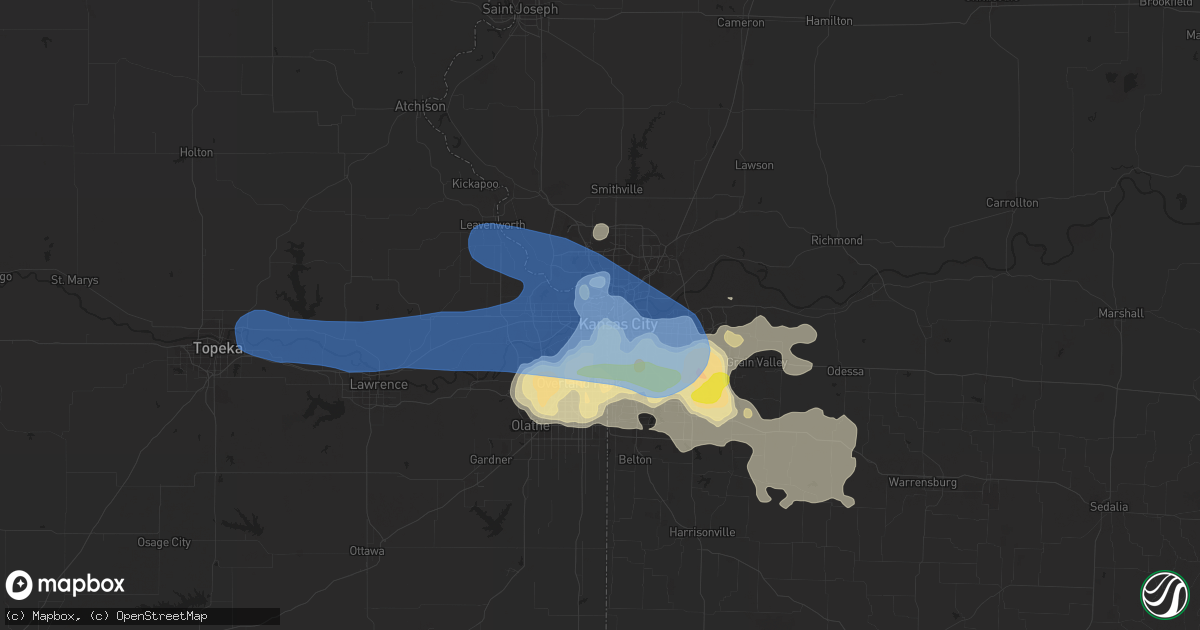 Hail map in Kansas City, KS on June 21, 2019