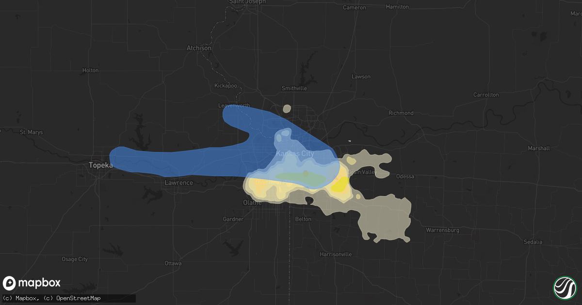 Hail map in Kansas City, MO on June 21, 2019