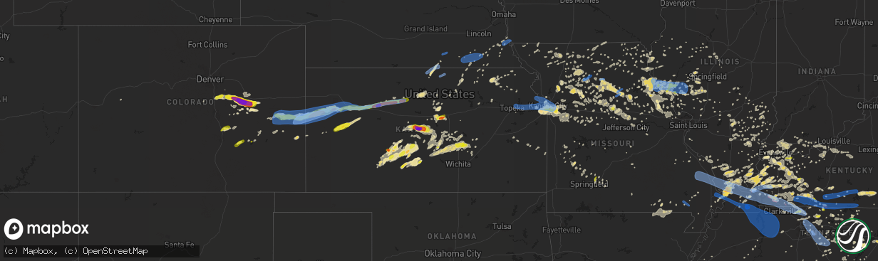 Hail map in Kansas on June 21, 2019