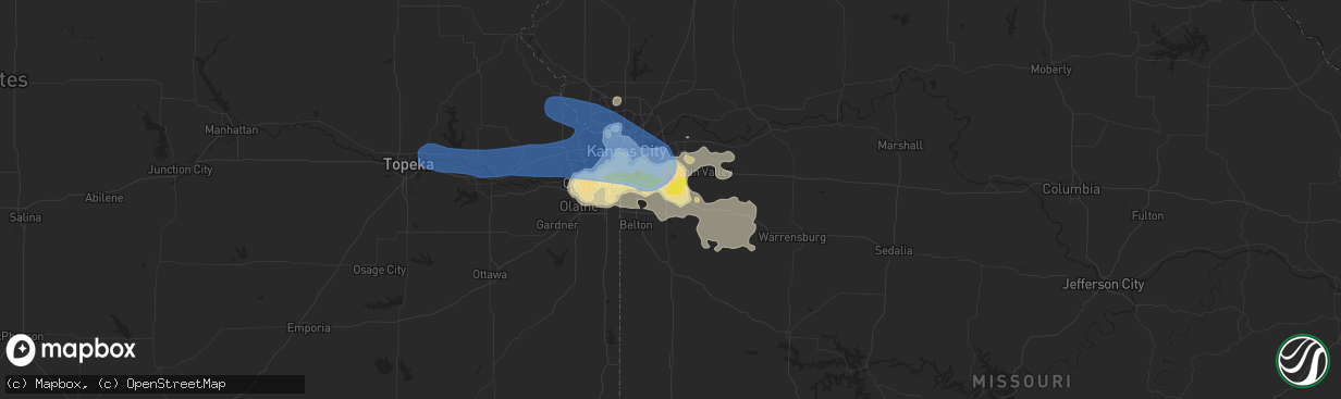 Hail map in Lees Summit, MO on June 21, 2019