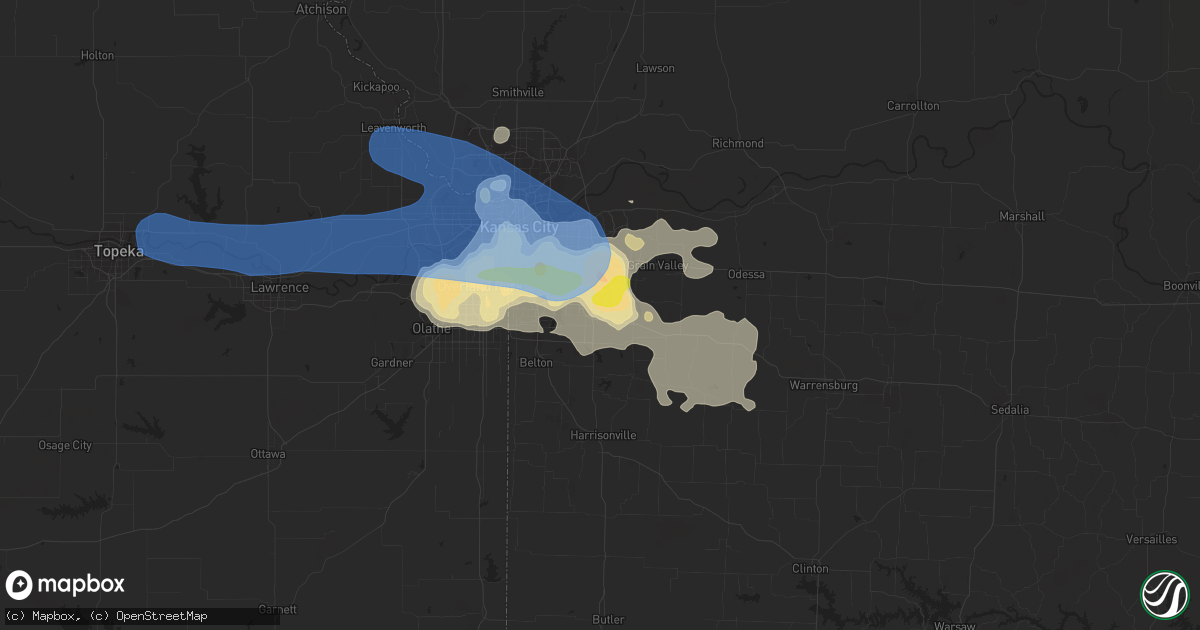Hail map in Lees Summit, MO on June 21, 2019