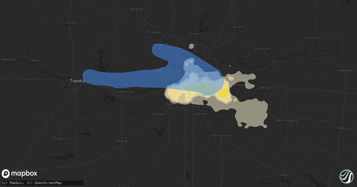 Hail map in Lenexa, KS on June 21, 2019