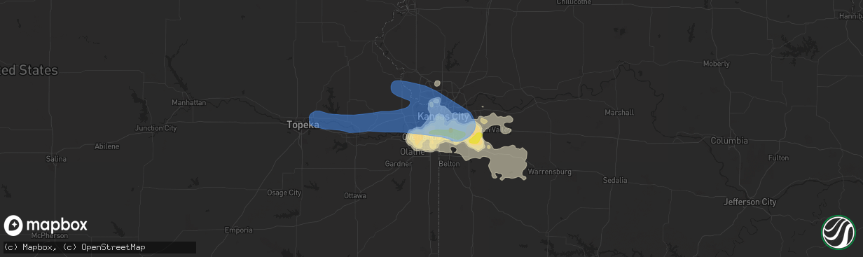 Hail map in Mission, KS on June 21, 2019