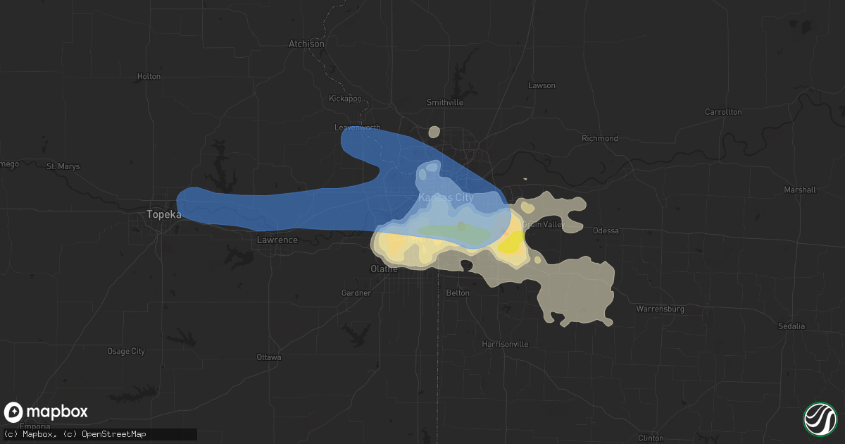 Hail map in Mission, KS on June 21, 2019