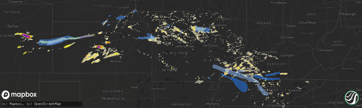 Hail map in Missouri on June 21, 2019