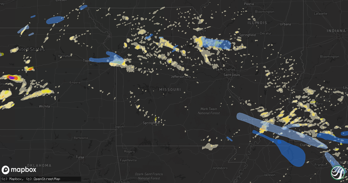 Hail map in Missouri on June 21, 2019