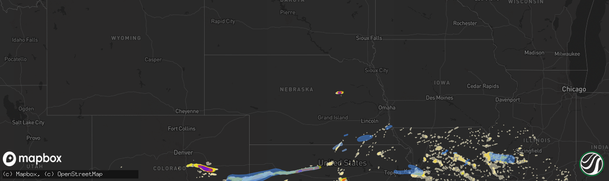 Hail map in Nebraska on June 21, 2019