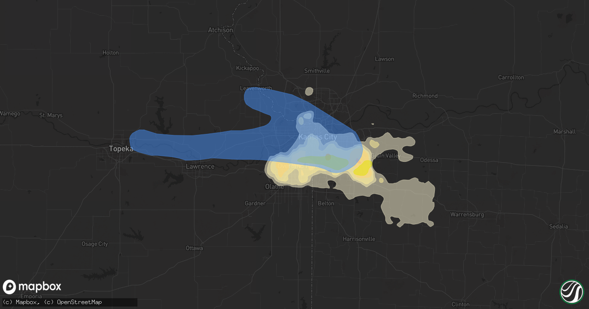 Hail map in Shawnee, KS on June 21, 2019