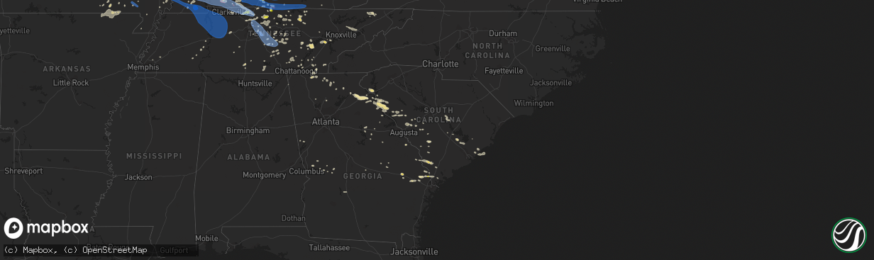 Hail map in South Carolina on June 21, 2019