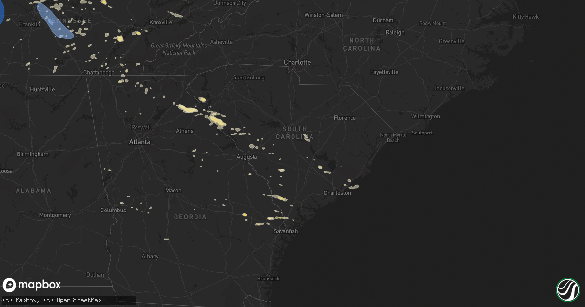 Hail map in South Carolina on June 21, 2019