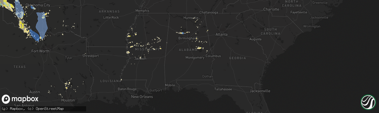 Hail map in Alabama on June 21, 2020