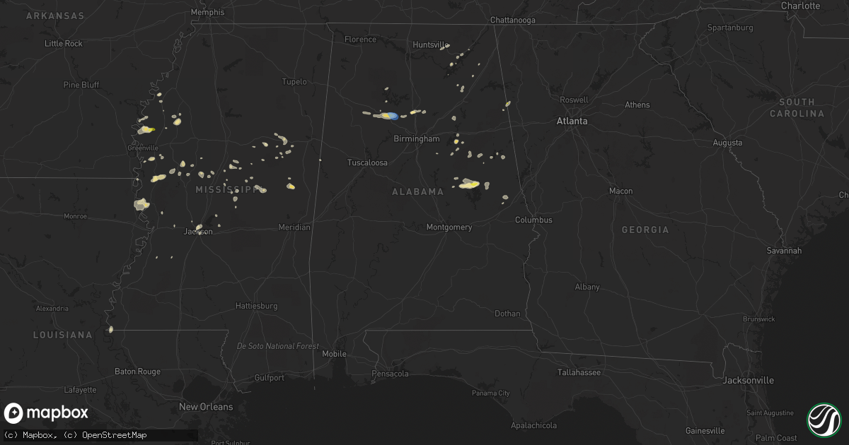 Hail map in Alabama on June 21, 2020