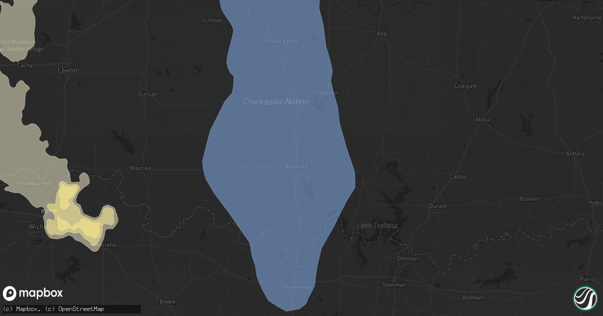 Hail map in Ardmore, OK on June 21, 2020