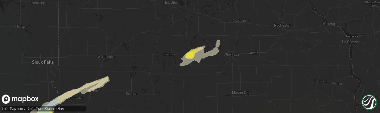 Hail map in Blue Earth, MN on June 21, 2020