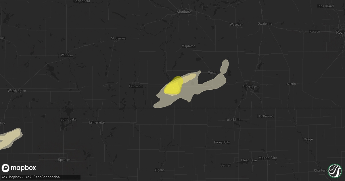 Hail map in Blue Earth, MN on June 21, 2020