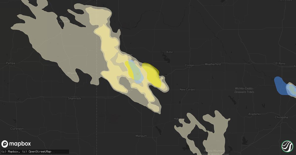Hail map in Elk City, OK on June 21, 2020