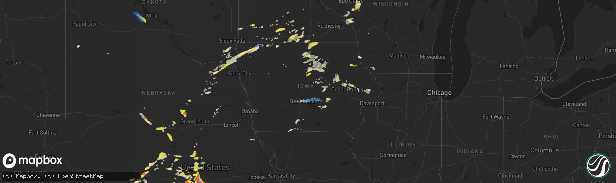 Hail map in Iowa on June 21, 2020