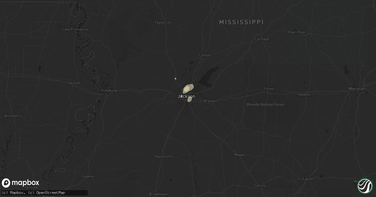 Hail map in Jackson, MS on June 21, 2020