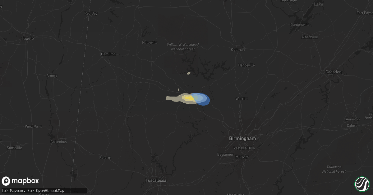 Hail map in Jasper, AL on June 21, 2020