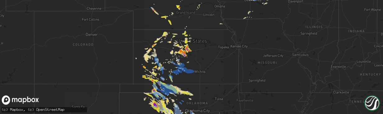 Hail map in Kansas on June 21, 2020