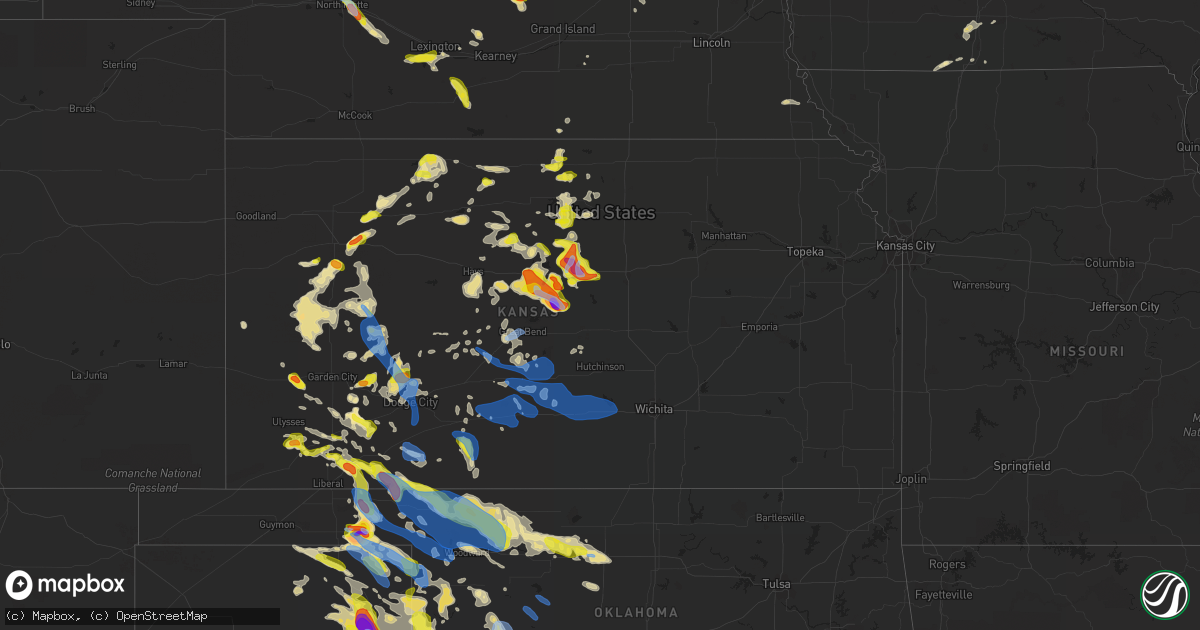 Hail map in Kansas on June 21, 2020