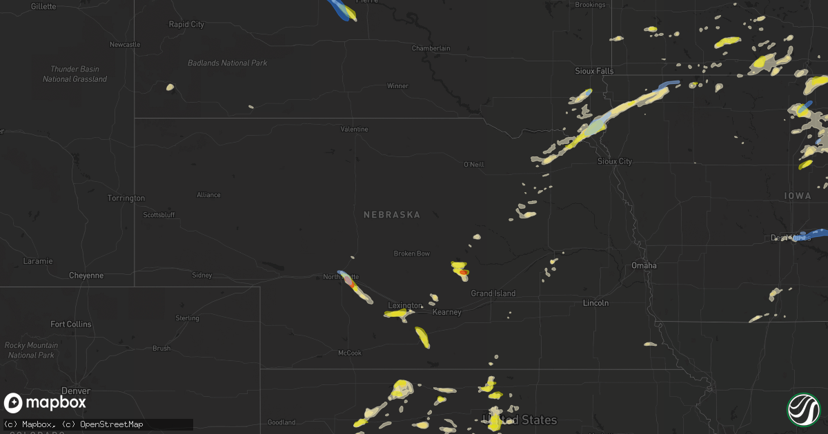 Hail map in Nebraska on June 21, 2020