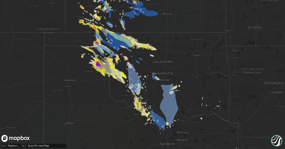 Hail map in Oklahoma on June 21, 2020