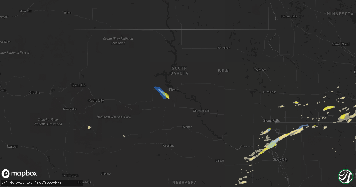 Hail map in South Dakota on June 21, 2020