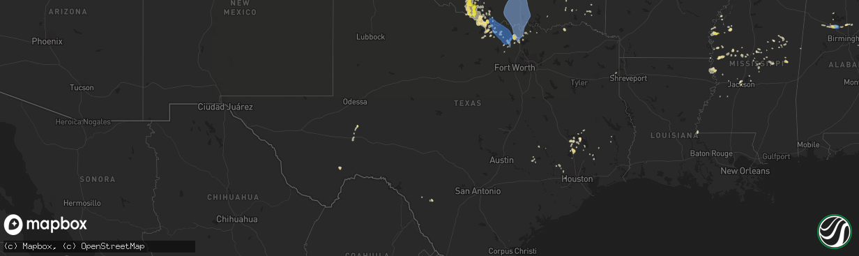 Hail map in Texas on June 21, 2020