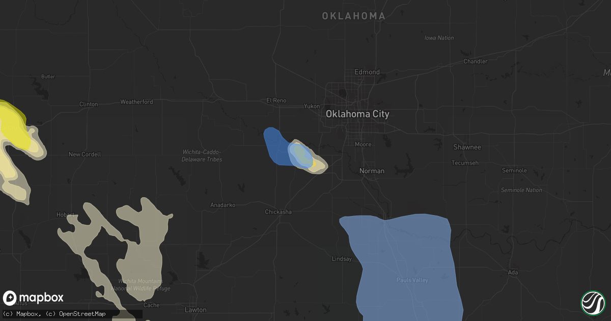 Hail map in Tuttle, OK on June 21, 2020