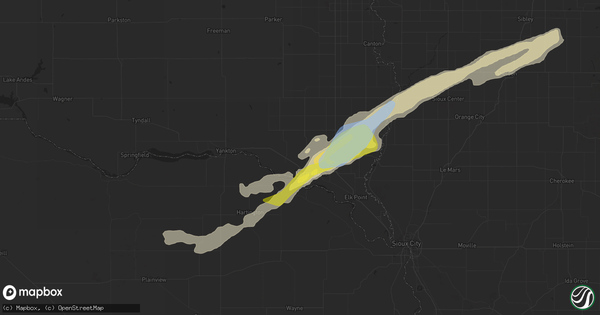 Hail map in Vermillion, SD on June 21, 2020