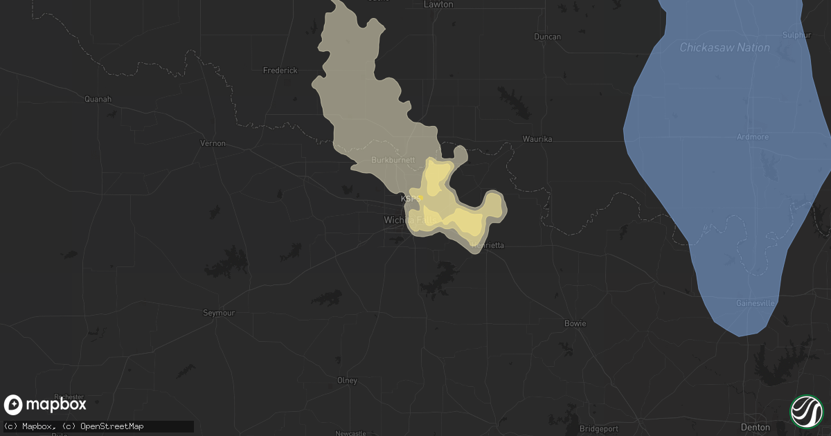 Hail map in Wichita Falls, TX on June 21, 2020