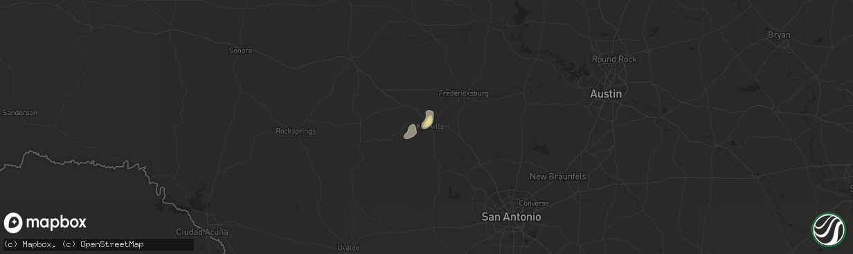 Hail map in Kerrville, TX on June 21, 2021