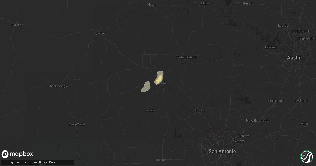 Hail map in Kerrville, TX on June 21, 2021