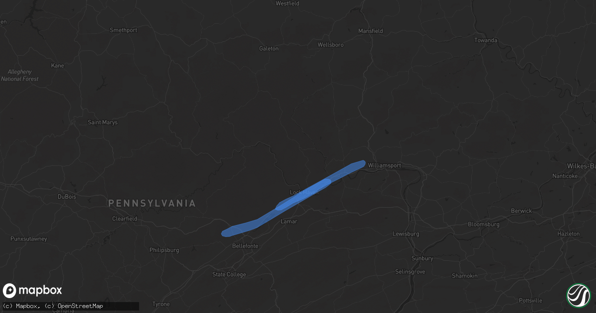Hail map in Lock Haven, PA on June 21, 2021