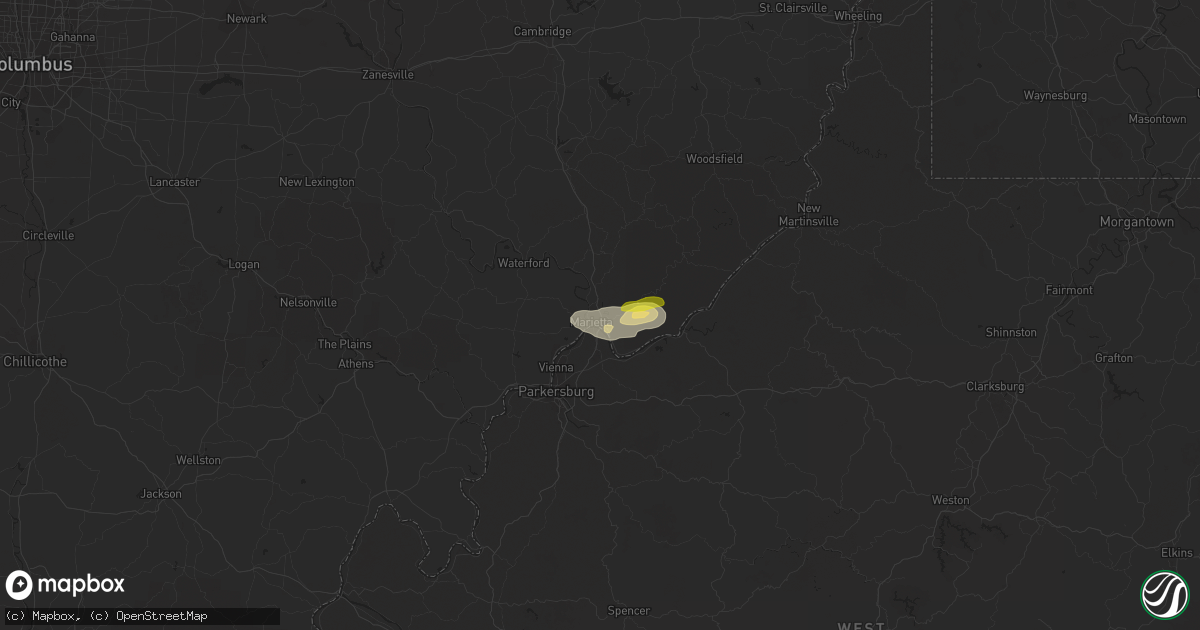 Hail map in Marietta, OH on June 21, 2021
