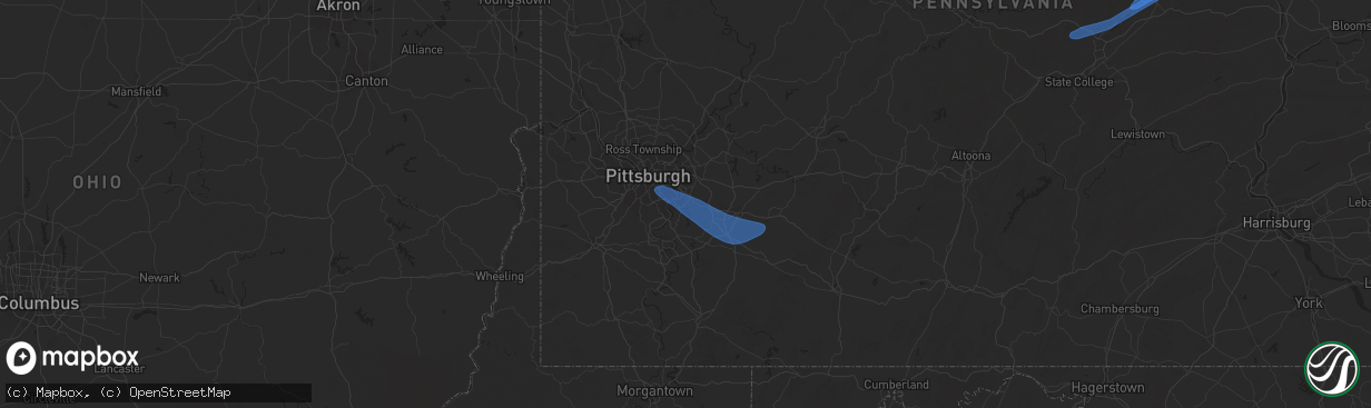 Hail map in Mckeesport, PA on June 21, 2021