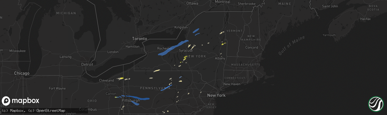 Hail map in New York on June 21, 2021